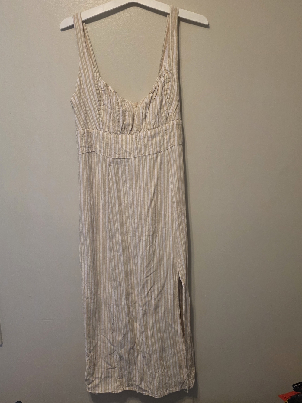 American Eagle Outfitters Cream and White Striped Midi Dress